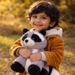 racoon toy with kid